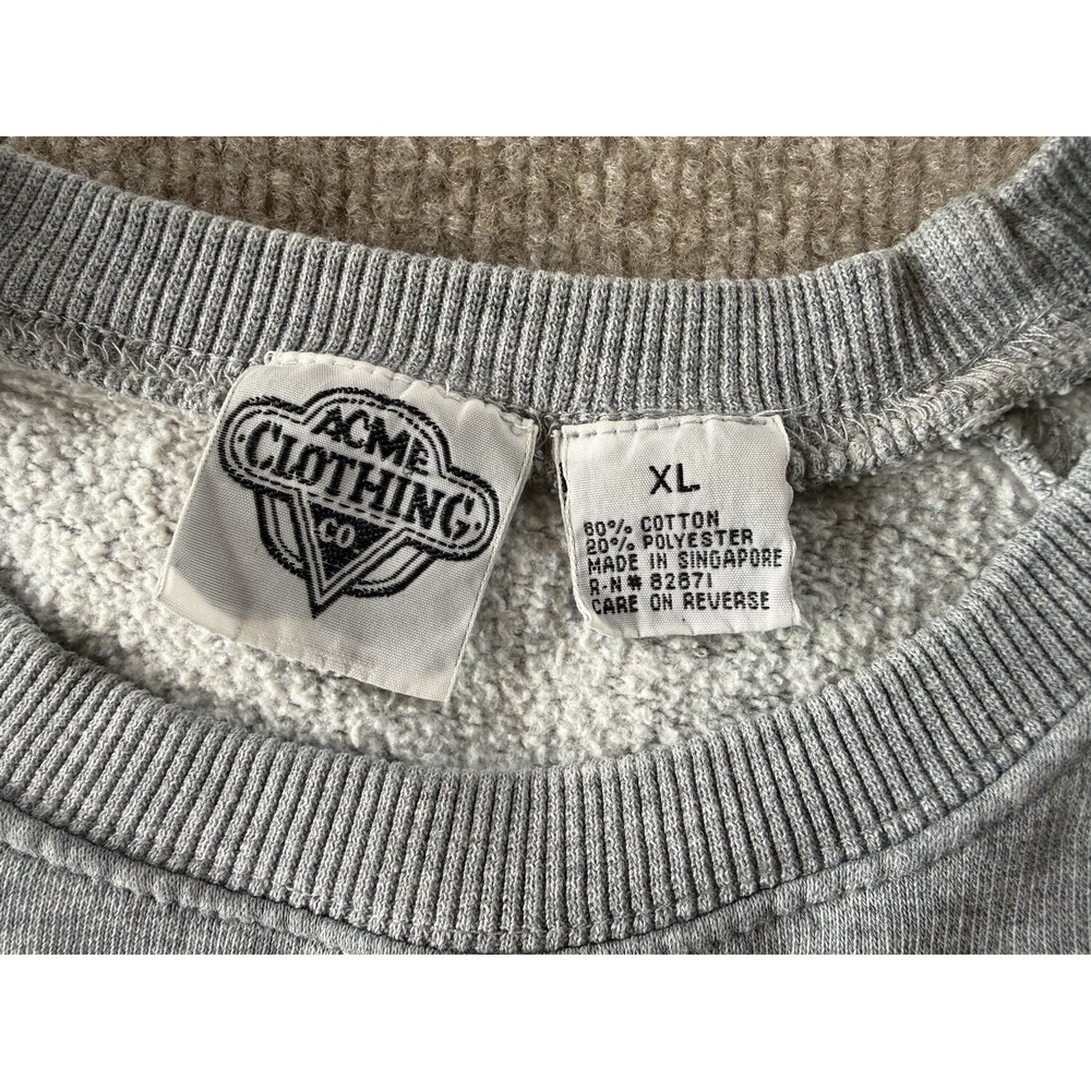 Vintage Looney Tunes Crewneck Sweatshirt XL‎ Crop Embroidered 90s Gray - Picture 4 of 10